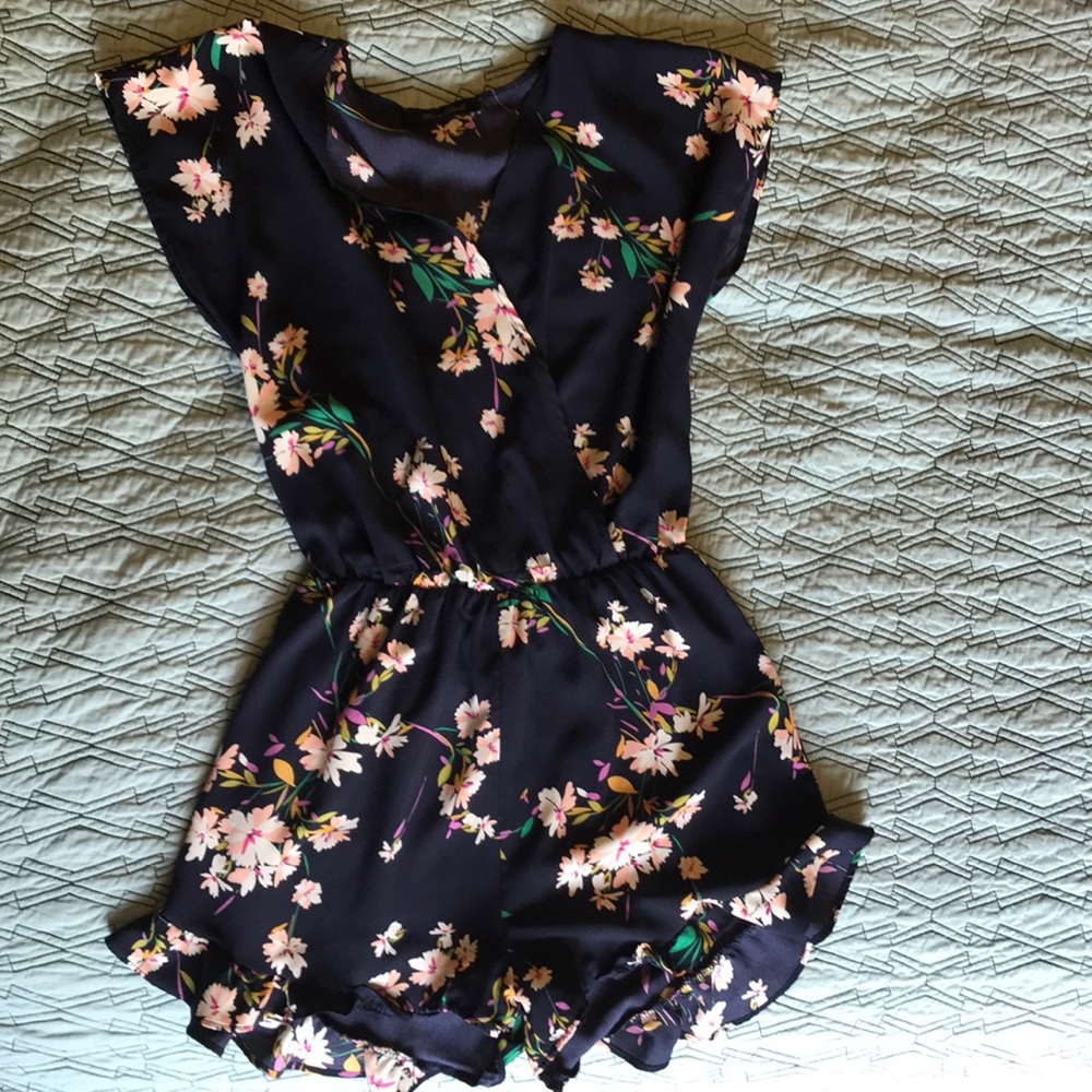 Navy floral romper